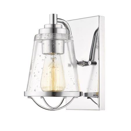 Mariner 1 Light Wall Sconce, Chrome And Clear Seedy